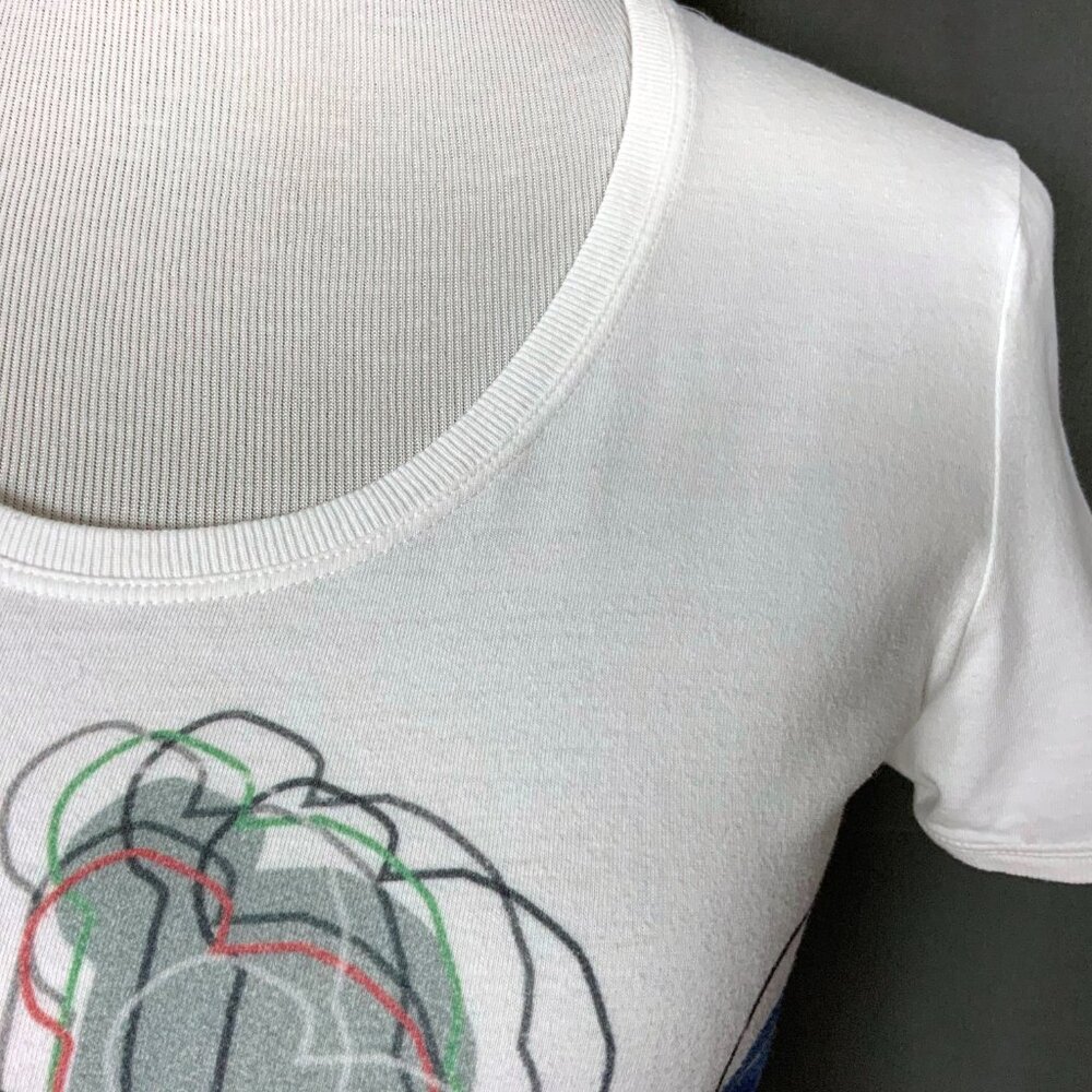 Armani Jeans White Cotton Graphic Short Sleeve Tee Sz M - Picture 15 of 16